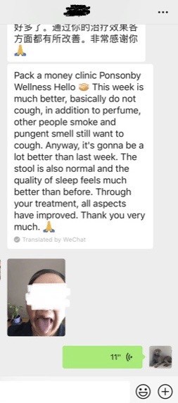 patient 1's response after effective treatment for cough